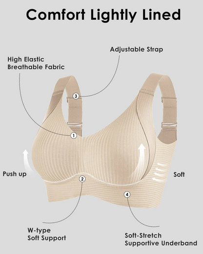 Women's Adjustable Non-Steel Ring Thin Lined Comfort Bra